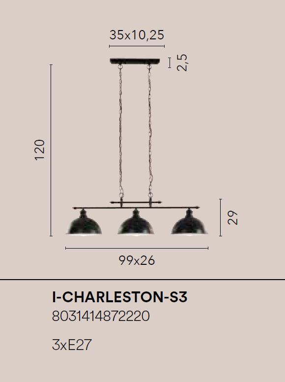 Sospensione 3 luci metallo nero opaco diffusore interno bianco lucido 3XE27 non incl. CHARLESTON Sospensione 3 luci metallo nero opaco diffusore interno bianco lucido 3XE27 non incl. CHARLESTON